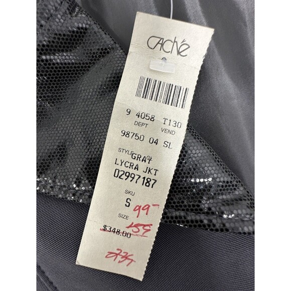 CACHE vintage Y2K JACKET Snake leather Print Leather BLACK Zip Pockets S NWT - Picture 8 of 11